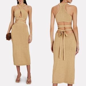 Cult Gaia Aziza knit tan midi dress size medium